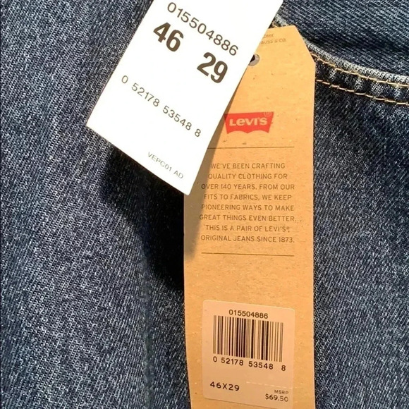 Levi’s 550 Men’s Denim Jeans Relaxed Fit Dark Stonewash Size 46x 29 NWT - Picture 4 of 10